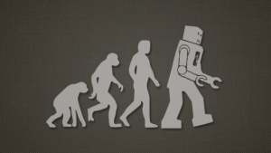 Evolution - human robots and cyborgs